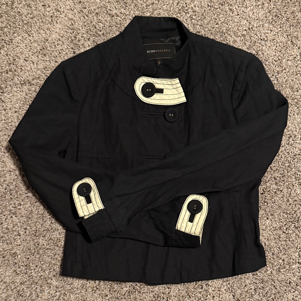 BCBGMaxAzria Black Jacket with Cream Accents
